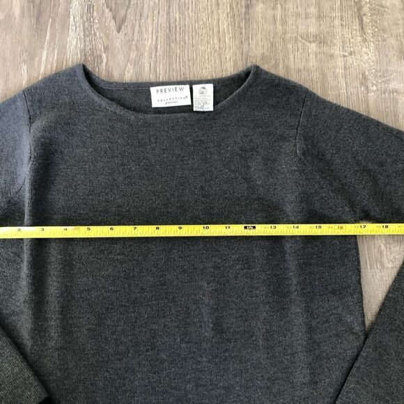 Preview Collection Petites 100% Extra Fine Merino Wool Gray Sweater Extra Small - Picture 5 of 6